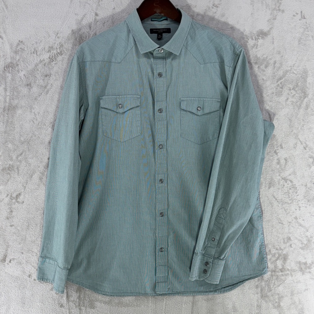 Banana Republic Men's Long Sleeve Button Up Western Style Slim Fit Shirt Size XL